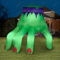 Ballon gonflable géant Zhenmei pour décoration d'Halloween, Oogie Boogie tenant un dés rouge avec ventilateur intégré et installation facile