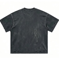 T-shirt personnalisé en gros, en coton premium, coupe oversize, déchiré et vieilli, style streetwear, lavage vintage, grunge, gothique, motif flamme