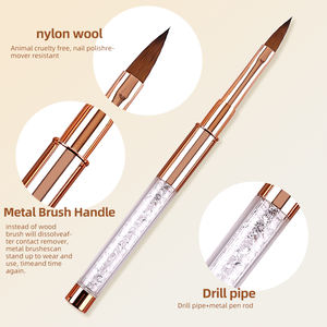 Set da 15 Pennelli Professionali di Lusso per Unghie, Piatti, Ovali, in Nylon Crimped con Manico in Metallo, Personalizzati per Smalto, Gel UV, Liner, Alta Qualità per Unghie - Product Image 2