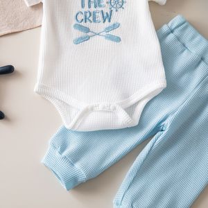 Nouvel ensemble de vêtements pour bébé unisexe en coton respirant à manches courtes, veste, chapeau et pantalon, pour l'été - Product Image 6