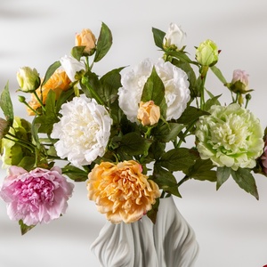 Fiori Artificiali di Peonia Realistici a Due Teste Fatti a Mano in Seta per Matrimoni, Festa della Mamma, Pasqua, San Valentino, Stile Moderno - Product Image 2