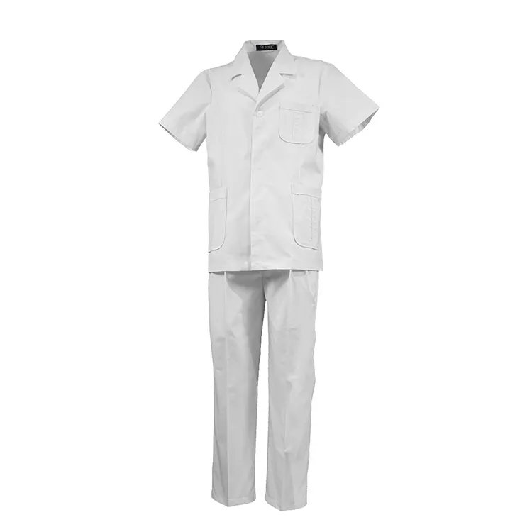 Больничная Униформа с коротким рукавом, униформа для кормления, белые Медицинские костюмы, хлопковые скрабы из полихлопка, рубашка и брюки, 2 шт.