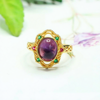 Bague en améthyste naturelle Aiyu en gros, bague œuf de pigeon en gemme colorée, best-seller sur le commerce électronique en direct S5061812