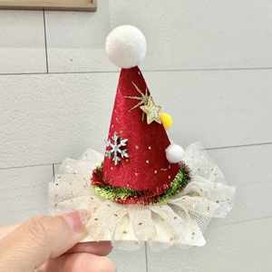 Cross-border Explosions New <b>Christmas</b> Hairpin Hat Clip Headwear Velvet <b>Red</b> Cute Snowflake Star <b>Decorations</b> - Product Image 3