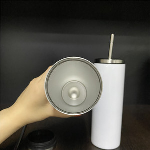 Gobelet isolé sous vide, mince, en paille métallique, avec couvercle <span class=keywords><strong>à</strong></span> vis, pour transfert de Sublimation blanc, 500 ml, 20Oz, entrepôt des états-unis - Product Image 6