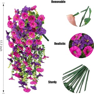 Guirlande artificielle de glycine suspendue Hangrun pour décoration murale extérieure, fleurs violettes et roses - Product Image 3