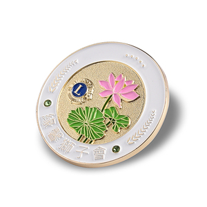 Customized Unique Design Round Lotus Metal Souvenir Gift <b>Badge</b> - Product Image 3