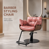 Fauteuil de Barbier Moderne en Cuir pour Salon de Coiffure, Mobilier de Coiffage et de Coupe de Cheveux, Décoration de Spa à Domicile, Rotation Réglable à 360 Degrés pour Salon de Barbier