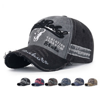 Cappellino da Baseball Vintage Lavato e Usurato Unisex in Denim con Logo Ricamato e Visiera Curva per Uso Quotidiano e Casual