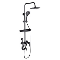 Ensemble de robinetterie de douche et de pomme de douche noir mat moderne à quatre fonctions pour salle de bain domestique