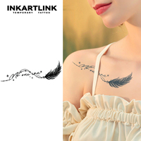 Autocollant de tatouage INKARTLINK pour le corps, autocollant de tatouage en papier, citation plume, imperméable, écologique, longue durée (15 jours), en gros