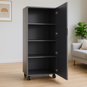 <span class=keywords><strong>Armario</strong></span> de Cocina Vertical Negro Grande de Acero Inoxidable, Mueble de Almacenamiento Independiente para Alimentos - Product Image 2