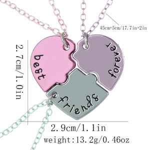 Collana con Ciondolo Vintage a Forma di Puzzle 3-4 Pezzi in Lega, Cuore Spezzato Personalizzato per Migliori Amici, Gioiello Trendy per Feste - Product Image 4