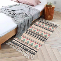 Ethnischer Stil Polyester-Quasten-Bodenmatte Schlafzimmer-Bettvorleger Einfacher Moderner Teppich mit Punktmuster Fleckresistent Maschinenwaschbar