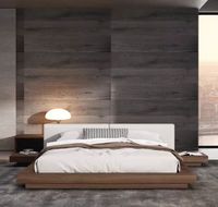 Massives Holz-Tatami-Bett im japanischen Stil, Walnuss, großes, flaches, modernes, minimalistisches Hängebett für das Hauptschlafzimmer