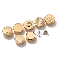 Boutons et rivets en métal Zamac pour jeans et vêtements en denim, avec logo personnalisé et motif plaqué or.