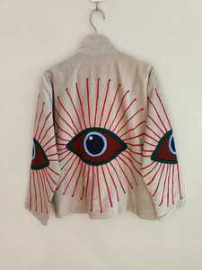 Evil <b>Eye</b> Embroidery Velvet Suzani Bomber Jacket-Winter Short Sleeve Reversible Breathable Eco-Friendly Gift - Product Image 6