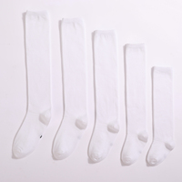 Chaussettes blanches unies en polyester et coton, hauteur genou, 5 tailles, chaussettes tubulaires blanches