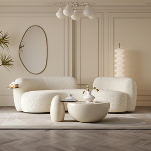 Divano Modulare Curvo in Velluto di Agnello <span class=keywords><strong>per</strong></span> Soggiorno, Stile Wabi Sabi, Colore Crema, <span class=keywords><strong>per</strong></span> <span class=keywords><strong>Negozi</strong></span> di <span class=keywords><strong>Abbigliamento</strong></span> e Aree di Ricevimento, Design di Tendenza - Product Image 4
