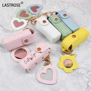 Cute Mini PU Leather Lipstick Case Keychain Lip Balm Holder Lipstick Bag Keychain Accessories <b>Makeup</b> Lip Gloss Holder Key Chain - Product Image 3