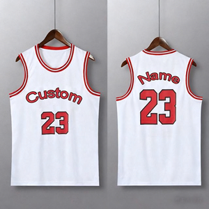 Polyester Jersey Plus Size Anti-Bacterial Sleeveless <b>Red</b> White Uniform High School Basketball Uniforms Street Wear - Product Image 1