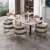 Populaire luxe maison hôtel réception négociation ongles magasin client tabouret salle à manger en acier inoxydable cuir salle à manger chaise