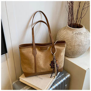 Sac en tissu suédé rétro pour femmes, nouveau modèle 2026, sac à bandoulière décontracté grande capacité, sac à main, sac fourre-tout - Product Image 1