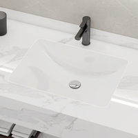 Meuble-lavabo de salle de bain double couche en marbre de luxe minimaliste avec vasque en pierre frittée et miroir intelligent pour hôtel