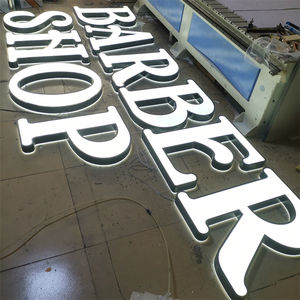 Huruf Timbul Logam 3D Kustom dengan Lampu LED untuk Papan Nama Toko Pangkas Rambut - Product Image 1