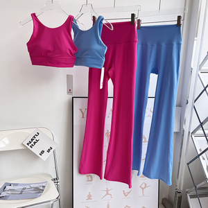 SHINBENE-<span class=keywords><strong>Sujetador</strong></span> básico de Super Cloud para mujer, pantalones largos acampanados, chándal, conjunto de Yoga, trajes, 2 uds. - Product Image 2