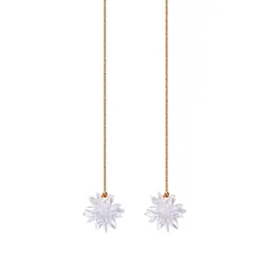 New 925 Sterling Silver Needle 18 K Gold Plated Jewelry Stainless Steel Chain Flower Earrings Female Temperament Long Earrings