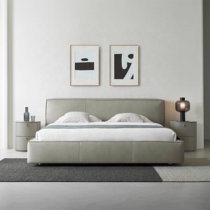 Letto Matrimoniale Zayshine di Lusso in Vera Pelle Stile Minimalista Italiano, Letto <span class=keywords><strong>King</strong></span>-<span class=keywords><strong>Size</strong></span> da 1,8 Metri con Contenitore, Letto Morbido Matrimoniale di Grandi Dimensioni per Camera da Letto Padronale - Product Image 2