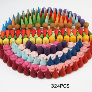 Juguetes de madera DIY, bloques de construcción, piezas sueltas educativas, bloques de pila de arcoíris de madera para niños, conos de árboles, gotitas, hongo de panal - Product Image 6