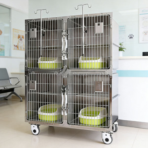Equipo Veterinario OSCAT, Innovador Jaula para Gatos de 4 Puertas, Acero Inoxidable 304, Pedal de Acrílico de Alta Resistencia, Fácil de Limpiar y Móvil - Product Image 2