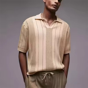 Camicia Estiva da Uomo 2026 Vintage in Maglia con Scollo a V, Manica Corta, Traspirante, Eco-Friendly, Vestibilità Regolare - Product Image 2