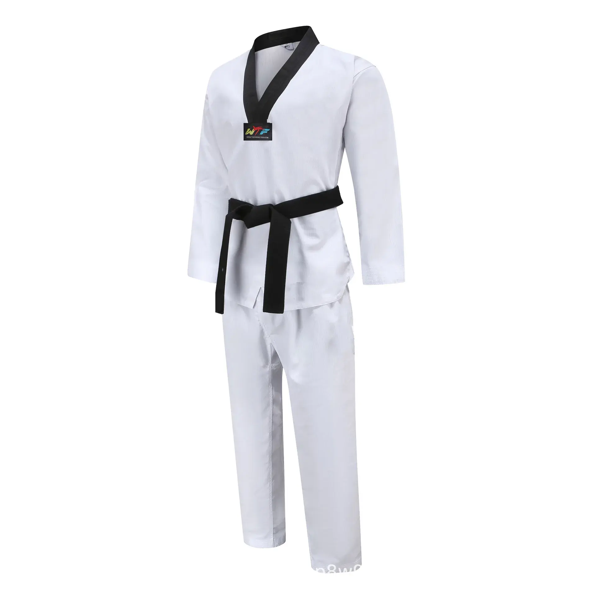 TKD Costumes Clothing White WTF Karate Judo Dobok Clothes Children Adult Unisex Long Sleeve Gi taekwondo uniform