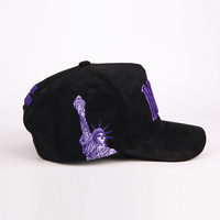 Gorra de Béisbol de Ante de Alta Calidad para Hombre, Unisex de 5 Paneles con Logotipo Bordado Personalizado y Estrás