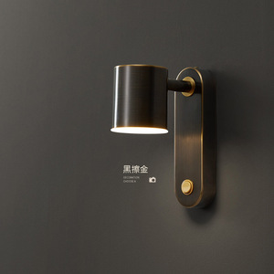 โคมไฟติดผนังสไตล์นอร์ดิกแบบมินิมอลทำจากทองแดงทั้งหมดสำหรับห้องนั่งเล่นและทางเดิน - โคมไฟติดผนังพื้นหลังสุดหรูพร้อมสวิตช์หมุนได้ โคมไฟข้างเตียง - Product Image 6