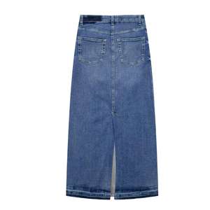 Özel yüksek sokak bölünmüş Fray <span class=keywords><strong>Denim</strong></span> uzun Jean etek Midi <span class=keywords><strong>Denim</strong></span> kadın etekler - Product Image 2