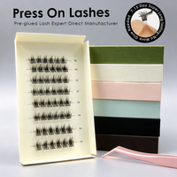 Cils à presser sans bande, couleur assortie, effet volumineux, marron, imperméables, courbure personnalisée, vente en gros, boîte en carton, Royaume-Uni, France
