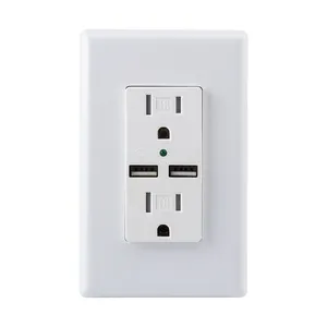 Usb wall outlet 2.1A USB Wall Outlet Charger Upgraded 15 Amp Tamper Resistant Duplex Receptacle with USB Ports and LED Indicator