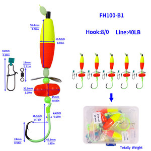 Venta al por mayor FH100 6/0 #8/0 #10/0 #5 unids/caja aparejos flotantes de bagre círculo luminoso brillante anzuelos de aparejos de pesca con hilanderos de Metal - Product Image 3