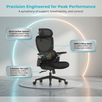 Chaise de bureau exécutive en maille, design ergonomique et accoudoirs réglables pour le bureau et la maison