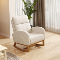 Canapé moderne Chaise longue Fauteuil à poches double face Fauteuil à dossier haut de salon Chaise berçante avec pieds en bois massif