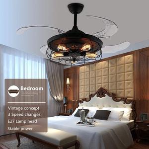 <span class=keywords><strong>Ventilateur</strong></span> de plafond <span class=keywords><strong>vintage</strong></span> de 42 pouces avec lumières, lustre industriel, télécommande, lampe à 3 vitesses, luminaire rétractable - Product Image 6