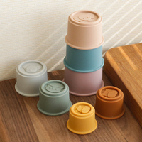 Juguete de Vasos Apilables para Bebés, Divertido y Educativo, Vasos Apilables de Silicona Suave, Juguete de Dentición, Torre de Apilamiento para el Aprendizaje Temprano
