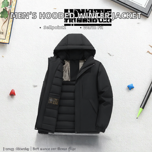 Chaqueta Casual JAC22 J21888K para Hombre, de Invierno, Gruesa, Acolchada, con Capucha, Cortavientos, Cierre de Cremallera Frontal, Logotipo, Relleno de Algodón, 240g, Softshell - Product Image 2