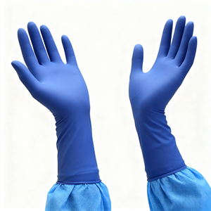Gants d'examen synthétiques stériles en polyisoprène et <span class=keywords><strong>vinyle</strong></span>, sans poudre, bleus, résistants aux perforations, médicaux - Product Image 3