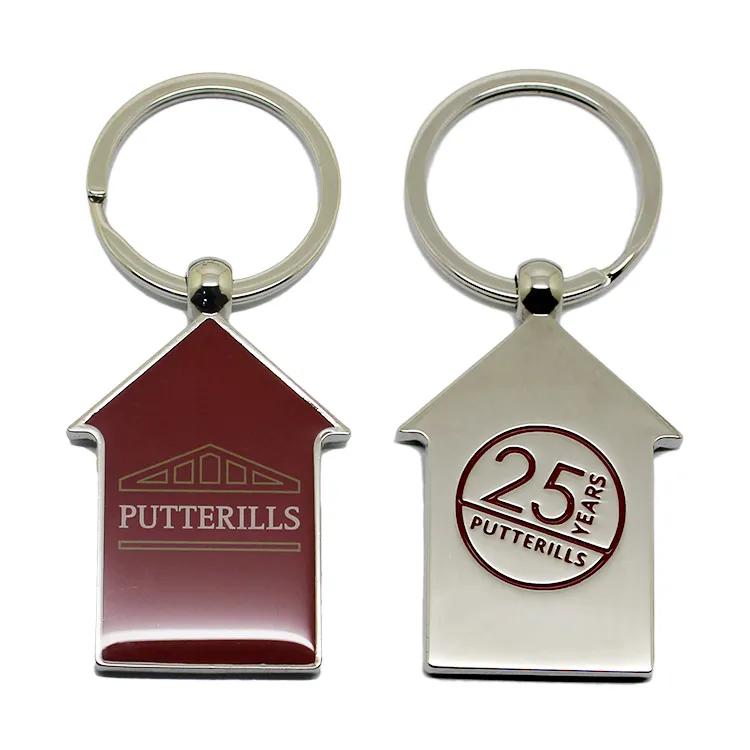 Porte-clés personnalisé de haute qualité, en forme de maison en métal, pour cadeaux exposition