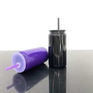 Vaso de sublimación en blanco negro y morado de 16 oz para refrescos, de doble pared de acero inoxidable, para transferencias DTF y UV, desde almacén de EE. UU. - Product Image 4